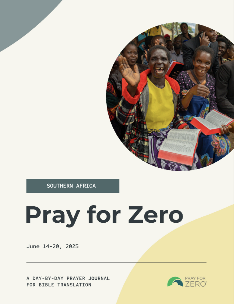 Smiling women in Southern Africa holding Bibles during a prayer gathering – Pray for Zero Bible translation journal, June 14–20, 2025
